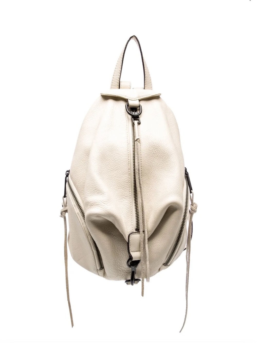 Rebecca Minkoff Cream Leather Zip-Front Backpack
